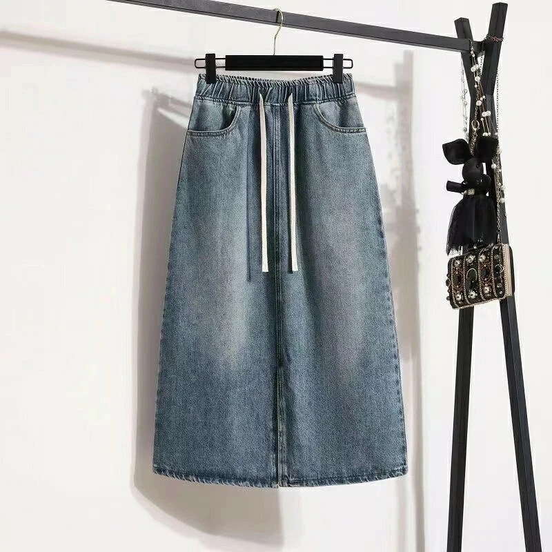 【急速出荷!】レディース デニムスカート 大きいサイズ ロング ウエストゴム デニムロングスカート ロングデニムスカート ゴムスカート ロングスカート aライン ロング丈 スリット 体型カバー 無地