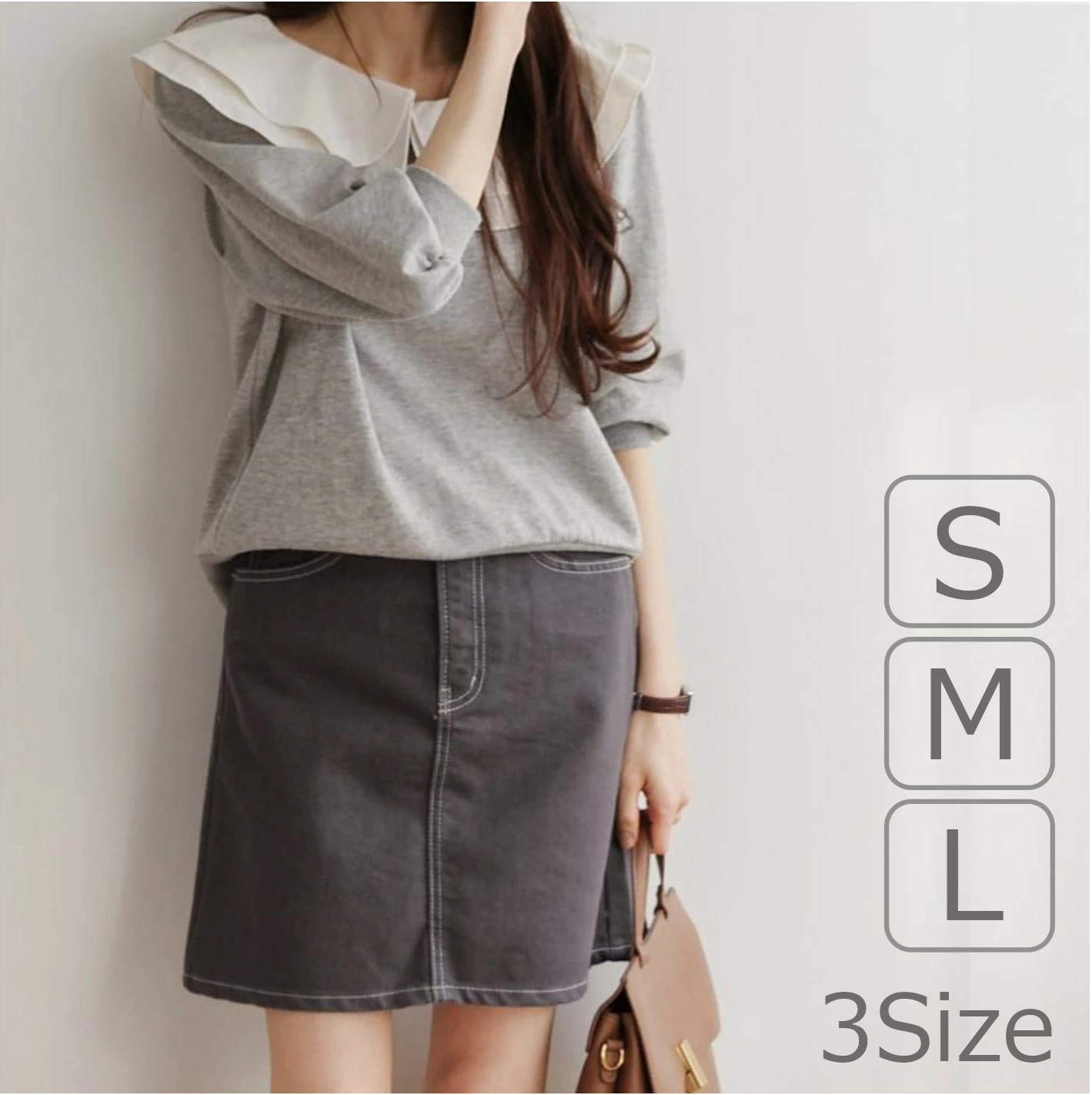 デニムスカート ミニ レディース タイト 腰バンディング スカート ボトムズ グレー S M L ジーンズ きれいめ お出かけ 普段着 カジュアル デイリー