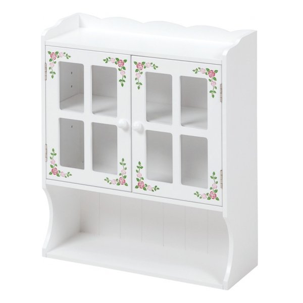 調味料ラック 幅42×奥行16×高さ50cm ローズペイント 2扉タイプ MUD-7130WH