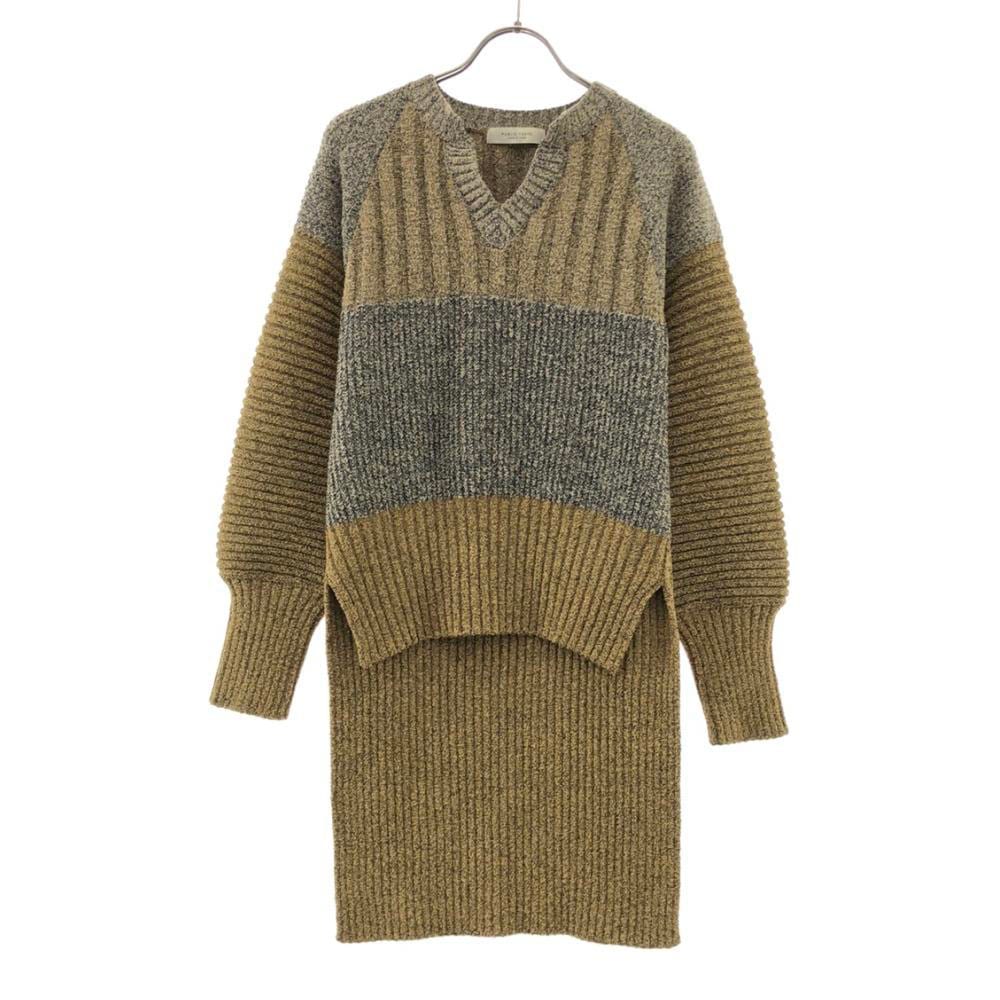 日本製 長袖 ラメ ニット FREE マスタード×グレーラメ セーター レディース 7,110円