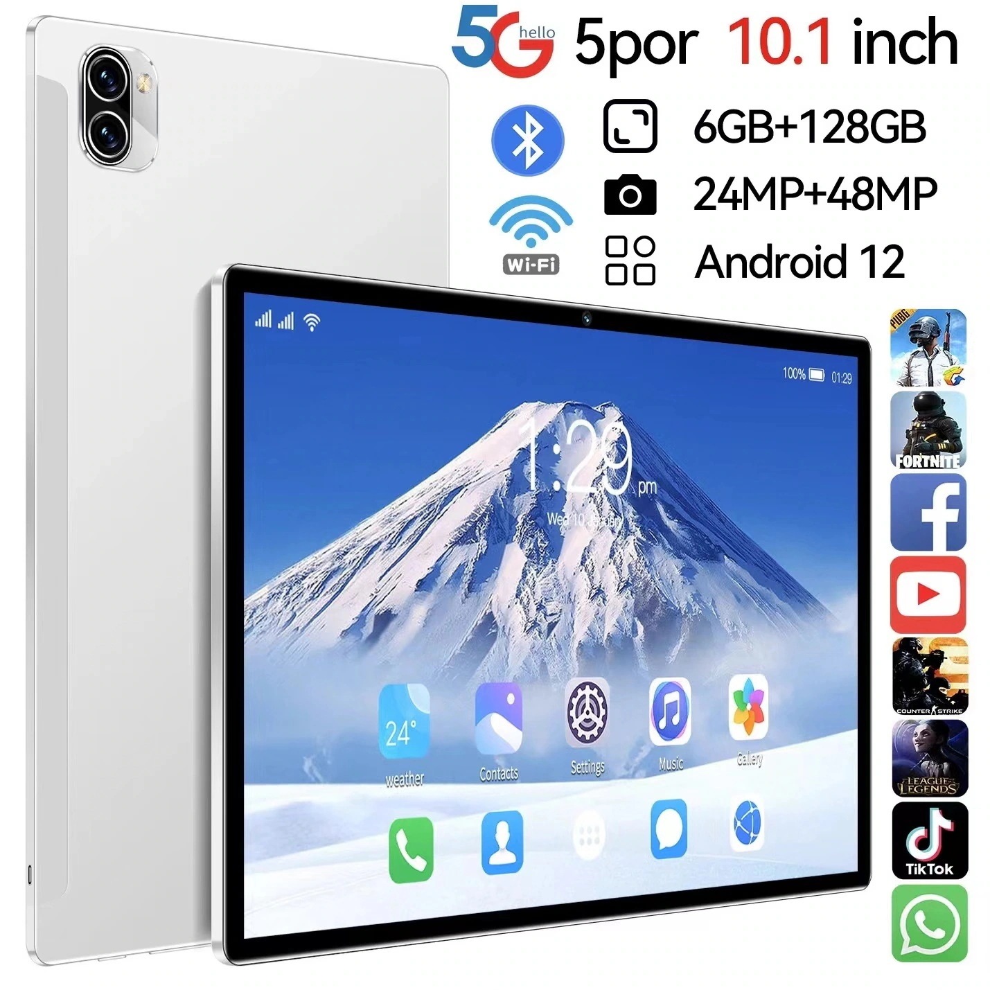 タブレット PC 10.1インチ 新年新登場 Android12.0 Wi-Fi 8+128GB IPS液晶 wi-fi版 MTK6797 CPU 在宅勤務 ネット授業 液晶保護フィル