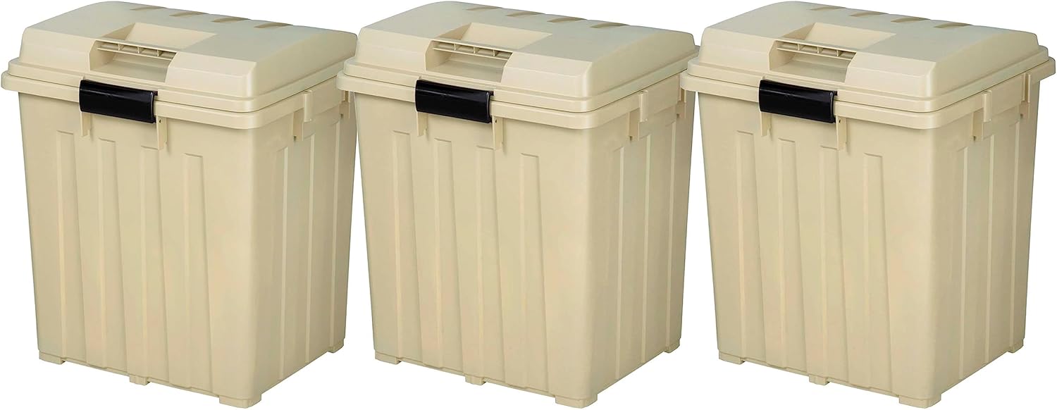 トンボ ゴミ箱 連結可能 ハンドル付 90リットル カーキベージュ 3個セット 幅54×奥行46.5×高さ62cm 蓋付き 分別 丈夫 屋外 ベランダ 大きい アウトドア 日本製
