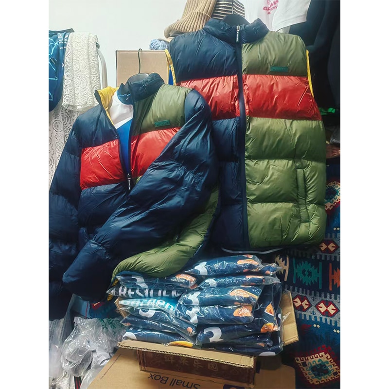 man mix color outwear set jacket and gilet