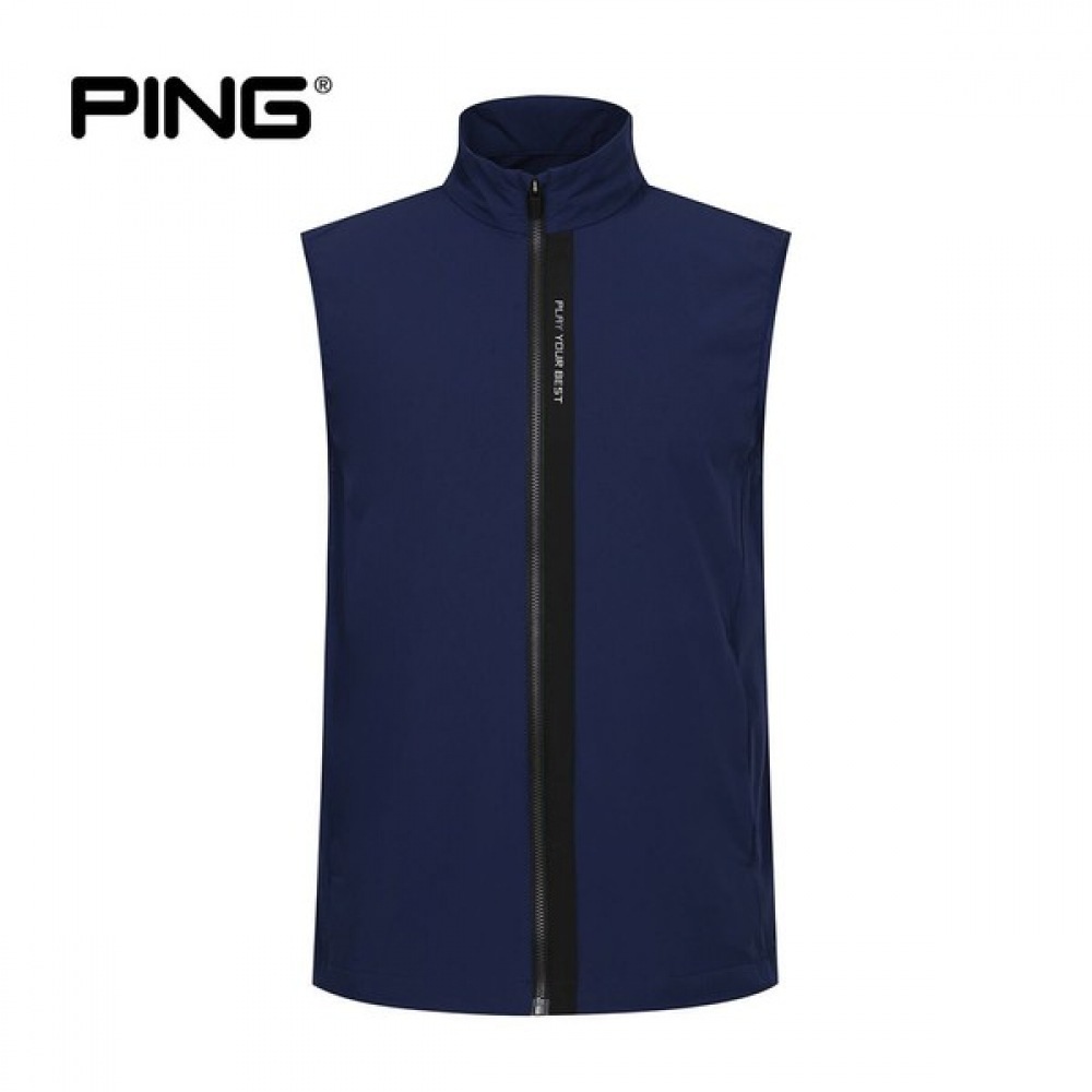 (Ping) メンズラインカラーパンチングジャンパーベスト