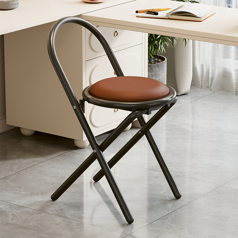 11 ポータブル折りたたみ便スツールホームハイレッグラウンドスツールベッドルームスタディバックレストチェアバーハイチェアリビングルームフォールドスツール