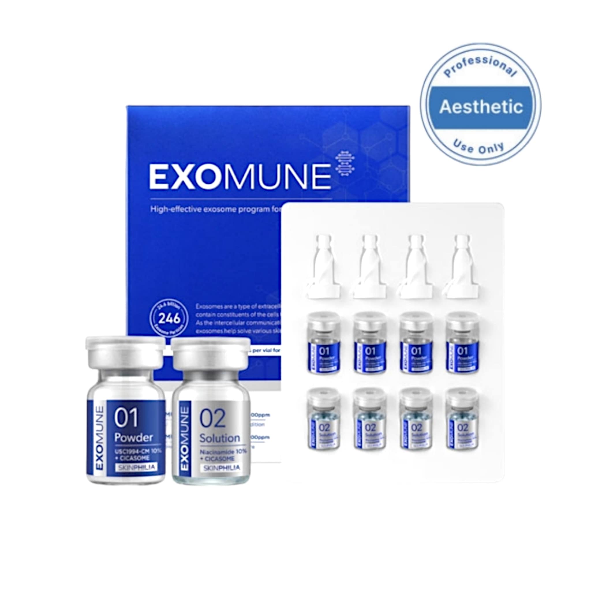 EXOMUNE 凍結乾燥 臍帯血 幹細胞培養液 エキソソームアンプル, 肌のキメ/たるんだ毛穴/ブライトニング/トラブルアン
