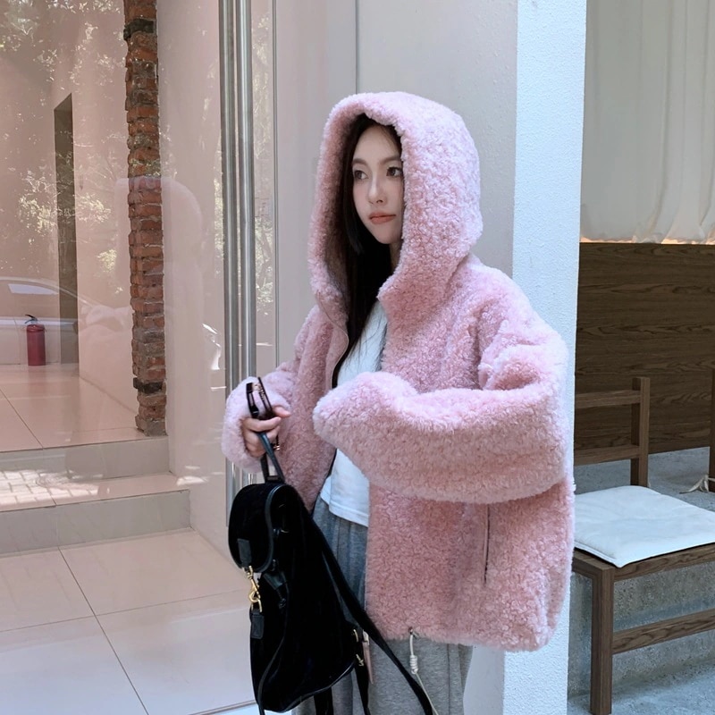 フード付きシープスキンファーコートレディース2025秋冬新作シープスキンコート ファー付き