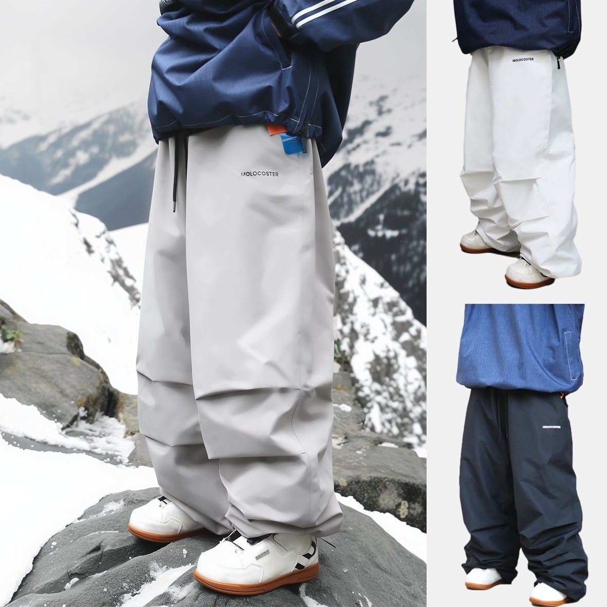 スノボウェア 2025 2026 耐水圧20000mm スノボパンツ ズボン 3L おしゃれ ゆったり 韓国風 メンズ レディース スノーボードウェア スノーウェア スキーウェア 白 黒 グレー