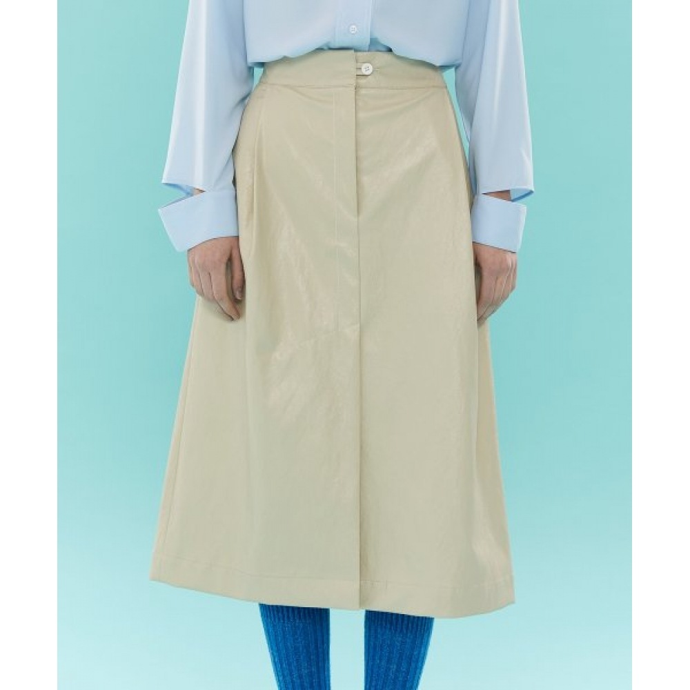 AHWE エコレザースカート_L/ベージュ