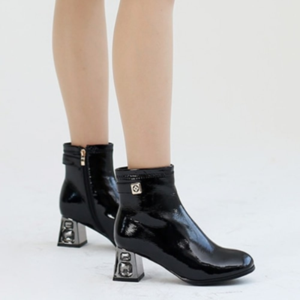 (Ninaspari) インナーファーゴールドペニンシュラアンクルジュエルヒール