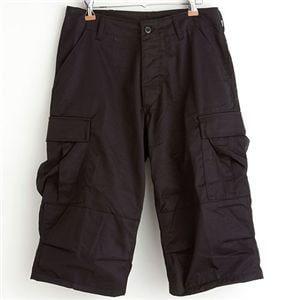 アメリカ軍 BDU クロップドカーゴパンツ ／迷彩服パンツ XSサイズ リップストップ ブラック レプリカ