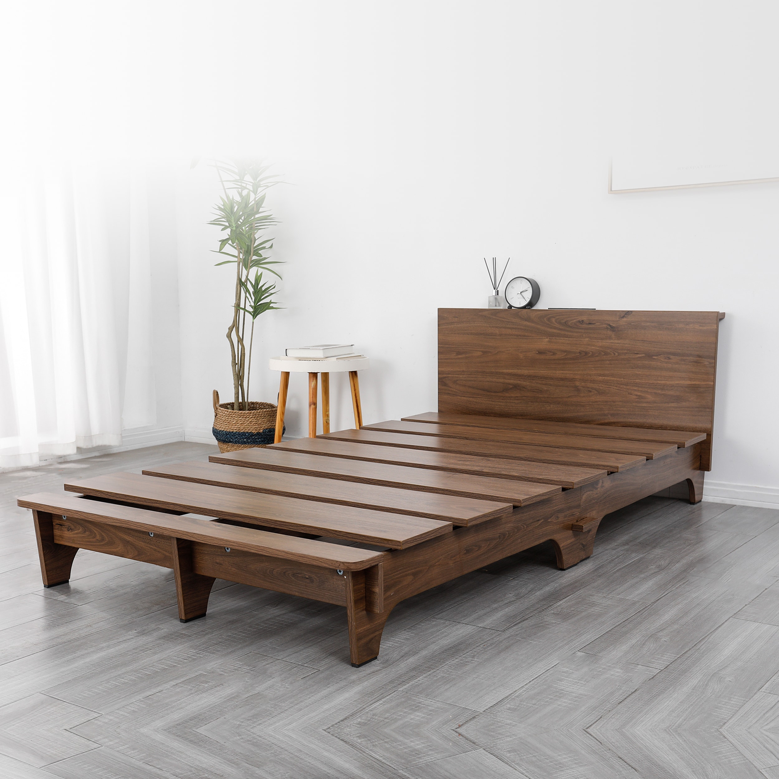 木製　ベッド ブラウン ダブル MPS-F100　耐荷重200ｋｇ