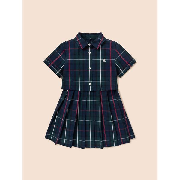 [BEANPOLE KIDS] シアサッカーチェックノースリーブワンピース&半袖クロップシャツセット グリーン (BI5371G07M)