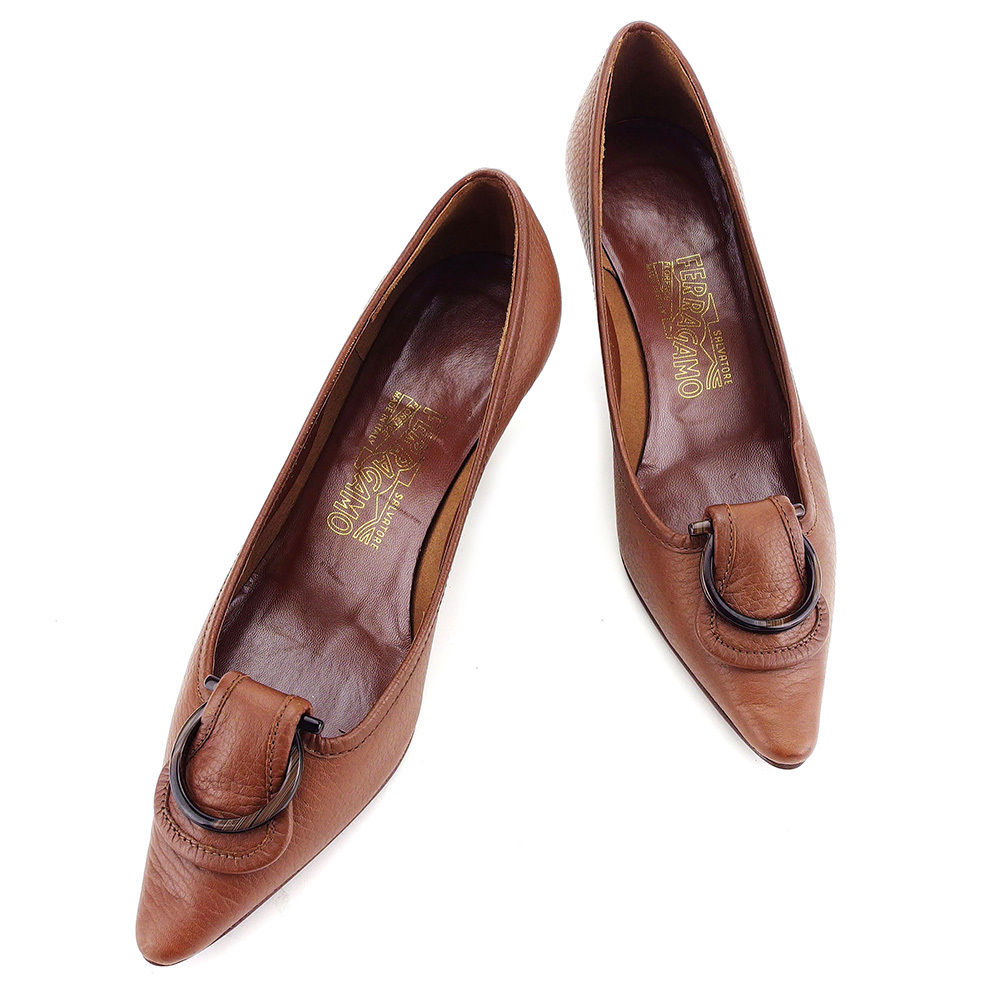 パンプス #5D ガンチーニ ブラウン 中古