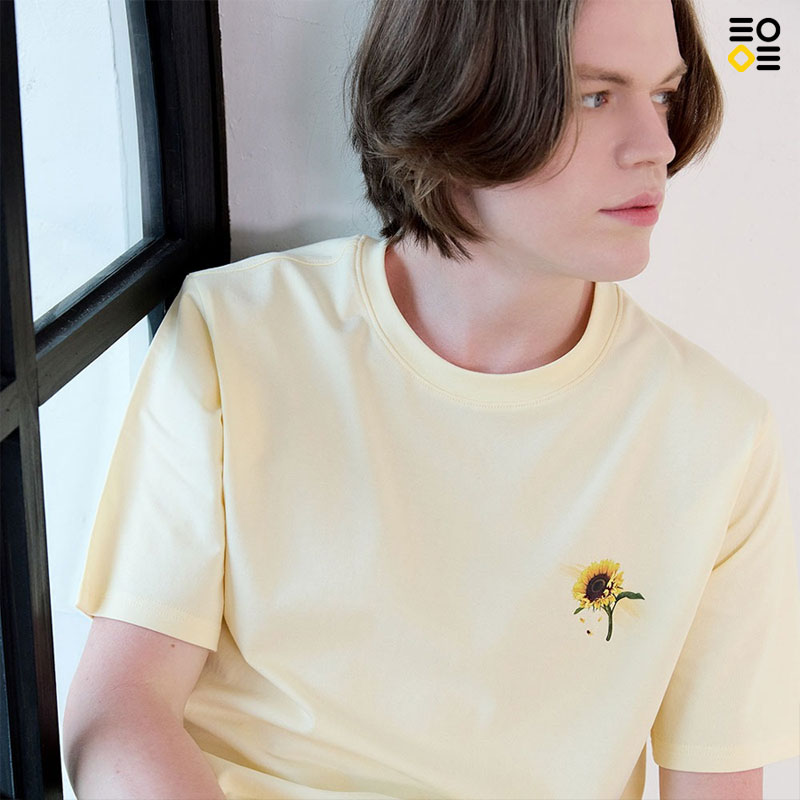 フラワーコットンTシャツ 5TYPE 花びら刺繍 半袖 コットン 100%