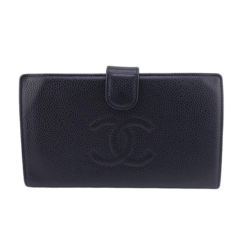 ココマーク キャビアスキン 長財布 ブラック ユニセックス ブランド