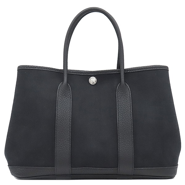 エルメス トートバッグ ガーデンパーティーTPM トワルシェブロン ネゴンダ ブラック シルバー金具 黒 C刻印【中古】