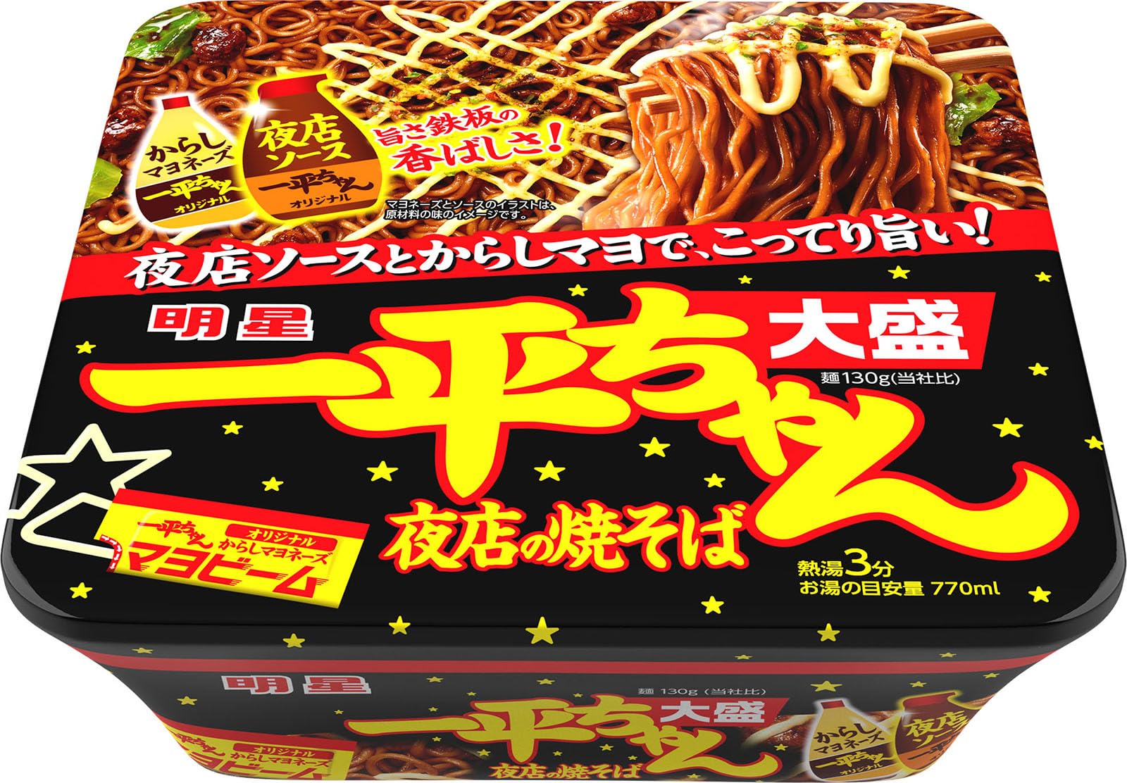 明星 一平ちゃん夜店の焼そば 大盛[12個入カップ麺旨さ鉄板の香ばしさ！からしマヨ175g