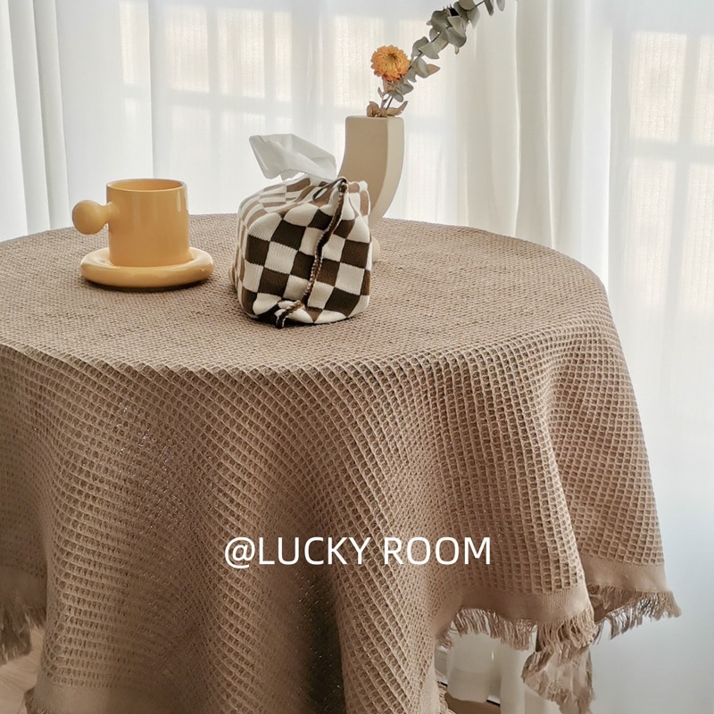 カーキレトロコーヒーテーブル小さな丸いテーブルテーブルクロスingスタイルライト高級高級フレンチレースコーヒーショップ