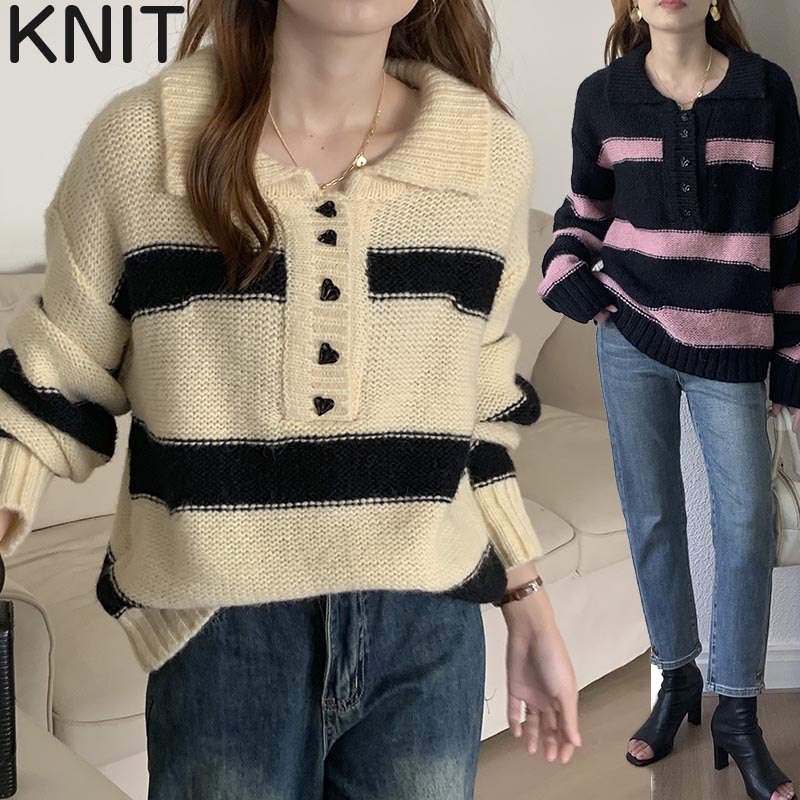 【最新モデル登場！！】ニット セーター レディース 秋冬 オーバーサイズ リブ編み 襟付き 長袖 おしゃれ かわいい 秋 冬 トップス ゆったり ミディアム丈 中厚手 寒さ対策 暖かい リブ シンプ