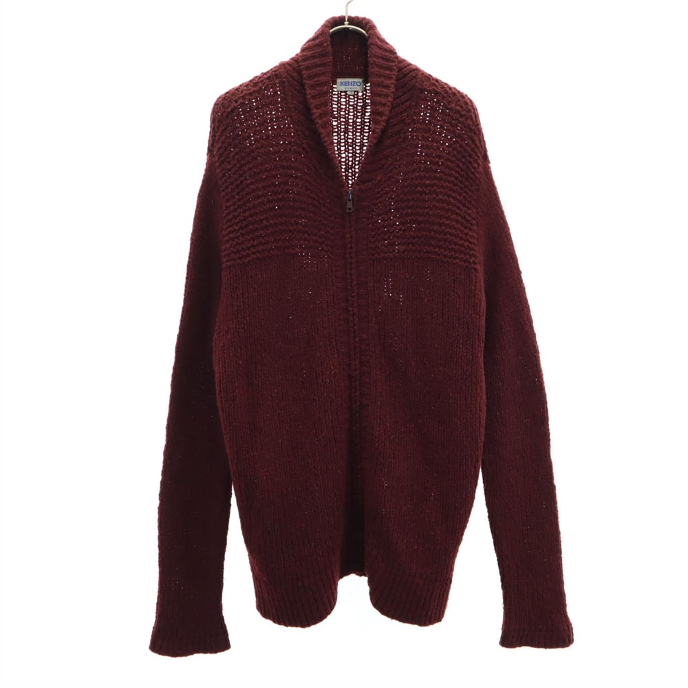 ケンゾーオム 日本製 ウールブレンド ニットジャケット 3 ボルドー KENZO HOMME カーディガン レディース