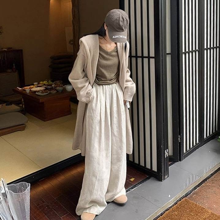 アウター カーディガン レディース ロング 長袖 Vネック 襟付き フード ストリート ポケット 前開き ニット かわいい 大人可愛い きれいめ シンプル カジュアル おしゃれ かっこいい こなれ感