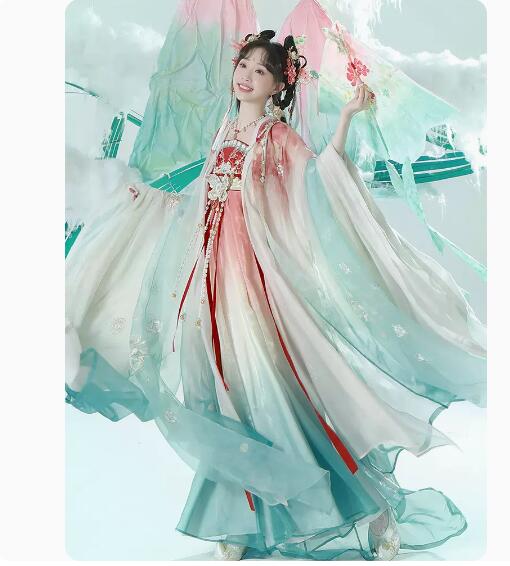 ワンピース漢服大袖シャツ胸元ワンピース唐系漢服レディースモデル2023新作