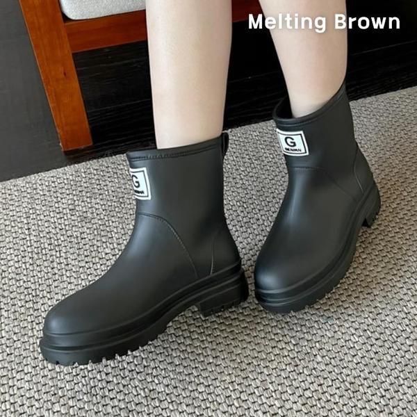 女性用デイリー防水ショートブーツレインブーツ3.5cm