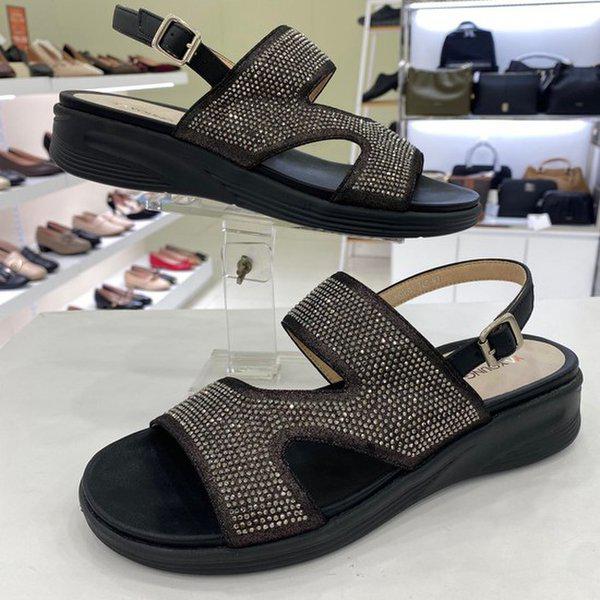 女性軽量キュービックサンダル YAEMDS813BK HFPF1A GN_GN