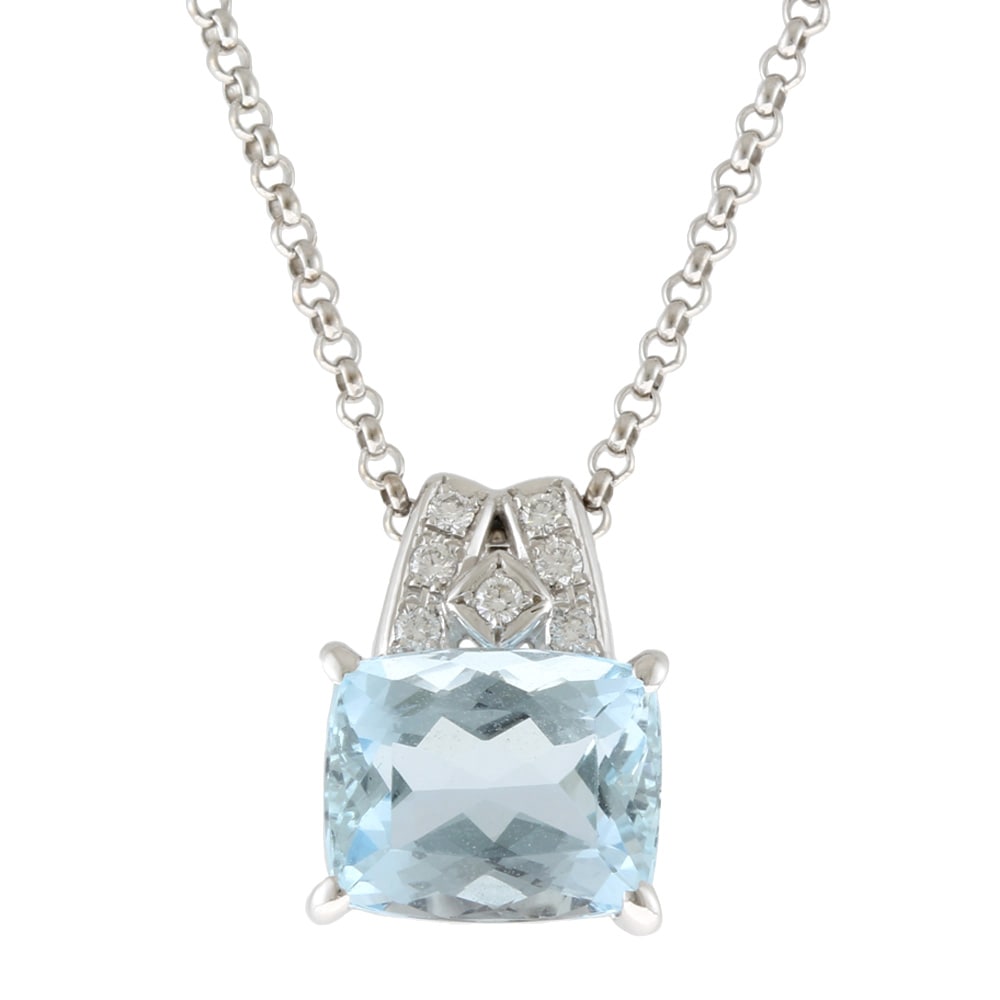 タサキ ネックレス 18金 K18ホワイトゴールド アクアマリン TASAKI 中古 美品