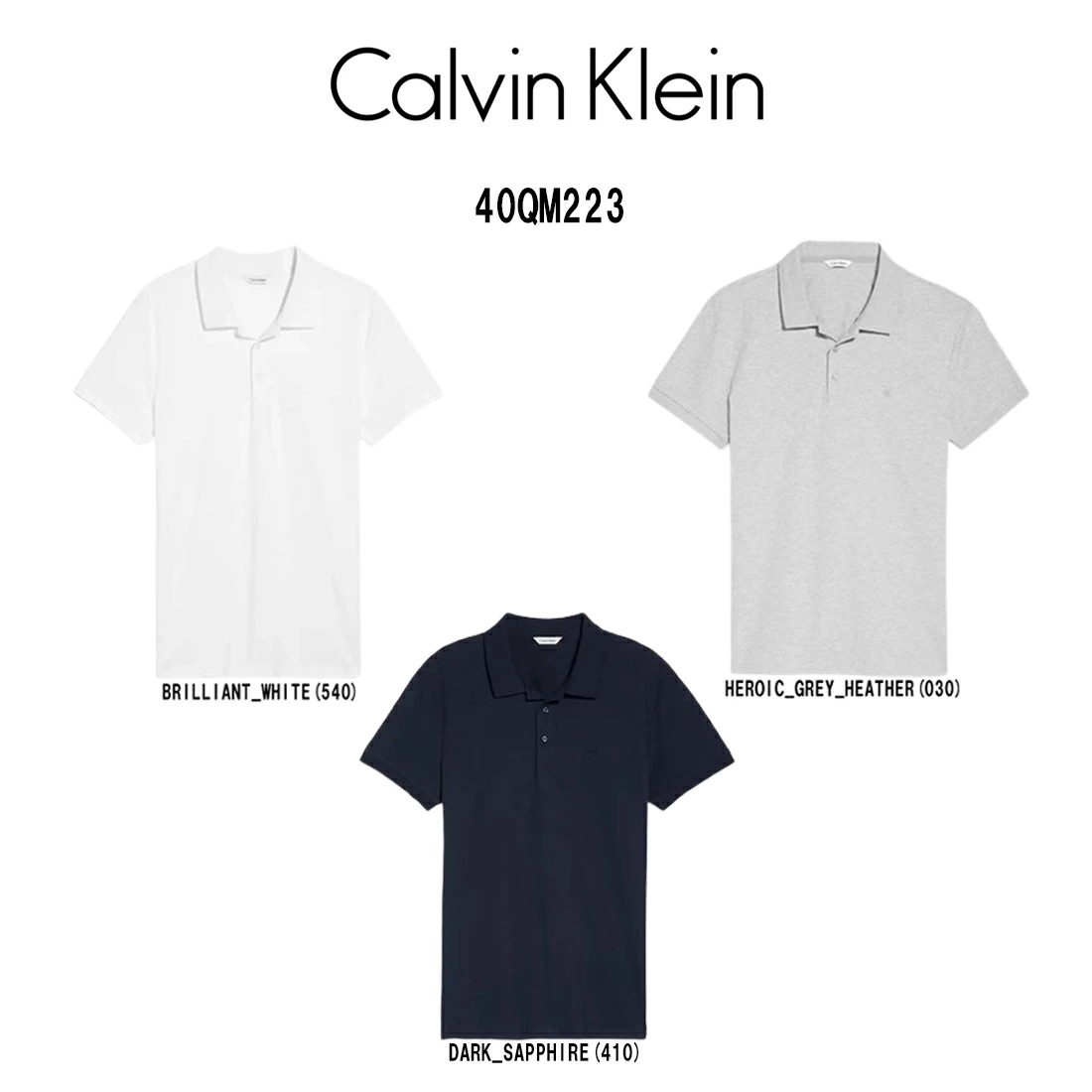 Calvin Klein ck ポロシャツ 半袖 コットン ワンポイント スリムフィット シンプル メンズ SMOOTH COTTON SLIM FIT POLO 40QM223