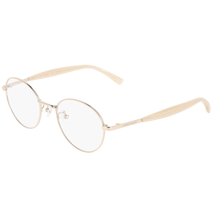 レディース メガネ lo2551lbj-714 48mm 眼鏡 かわいい おしゃれ オーバル 型 丸眼鏡 丸メガネ 軽量 チタン フレーム ブランド ゴールド カラー ダミーレンズ発送