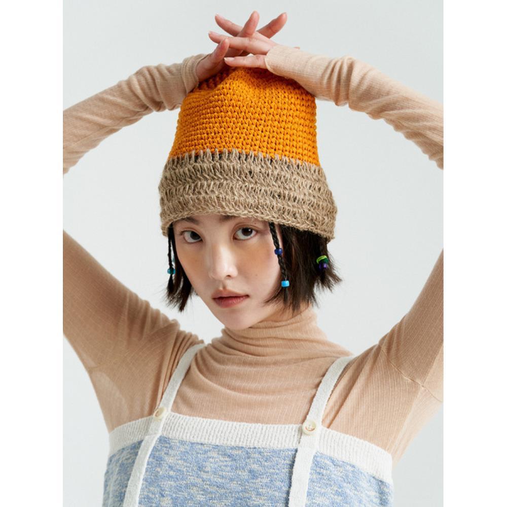 MISU A BARBE yellow straw hat