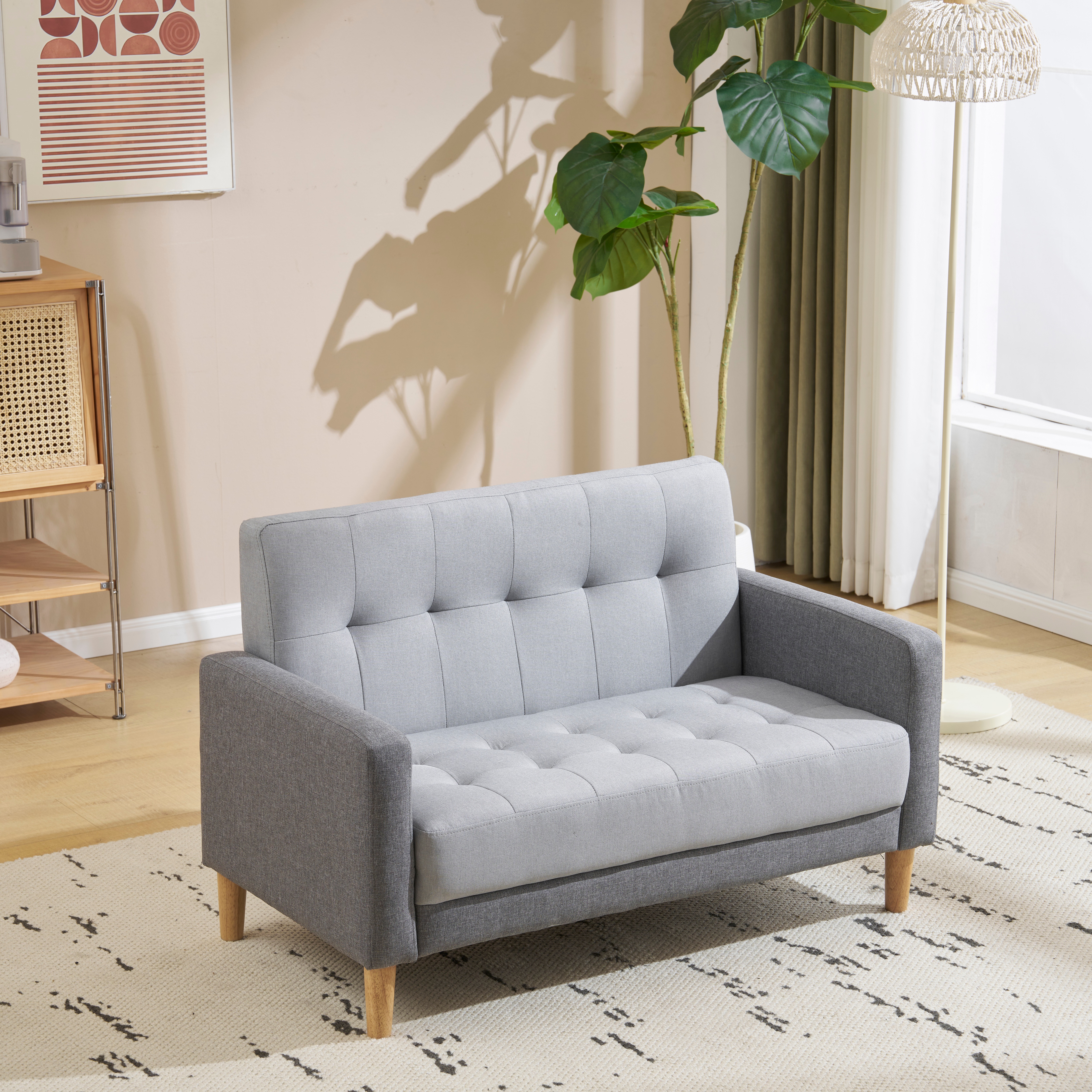 E85ソファー 二人がけソファー 2人掛け 幅105cm高さ12cmリビングソファ 肘付き ロボット掃除機も通れる かんたん組立 1人用にも おしゃれ かわいい