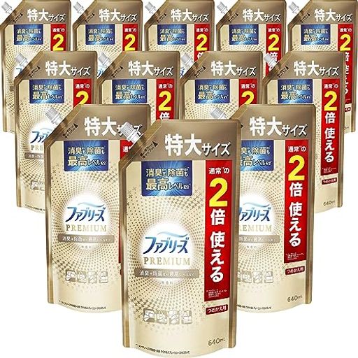 [ケース販売] W除菌+消臭スプレー 布用 PREMIUM 無香料 詰め替え 特大 640ML×12袋