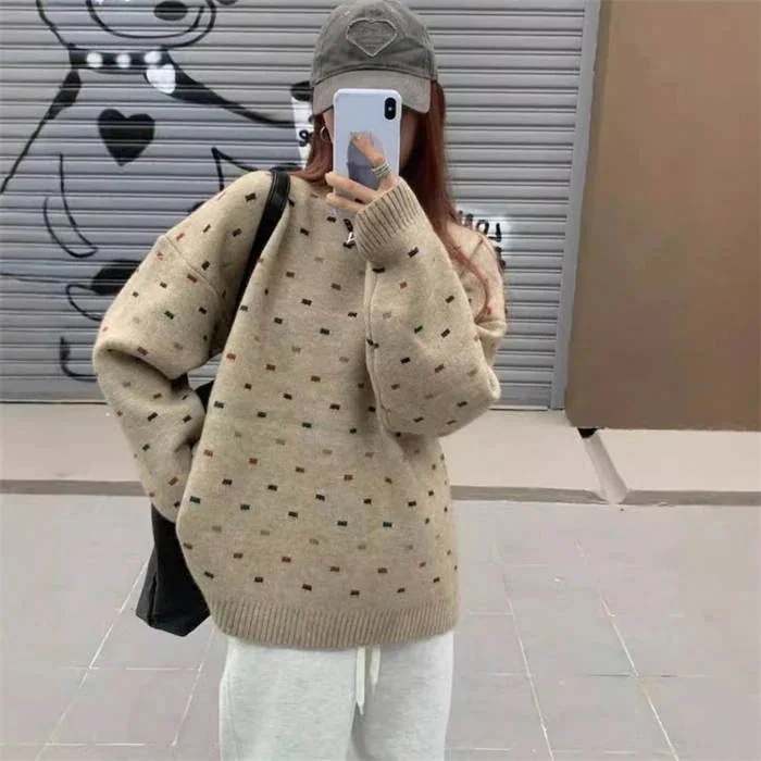 オフィス 春 セーター 冬 レディース 秋冬 プルオーバー 大きいサイズ チュール ゆったり ニットセーター カジュアル 柔 長袖 おしゃれ ニット シンプル 秋 総柄 リラックス トップス 切り替え