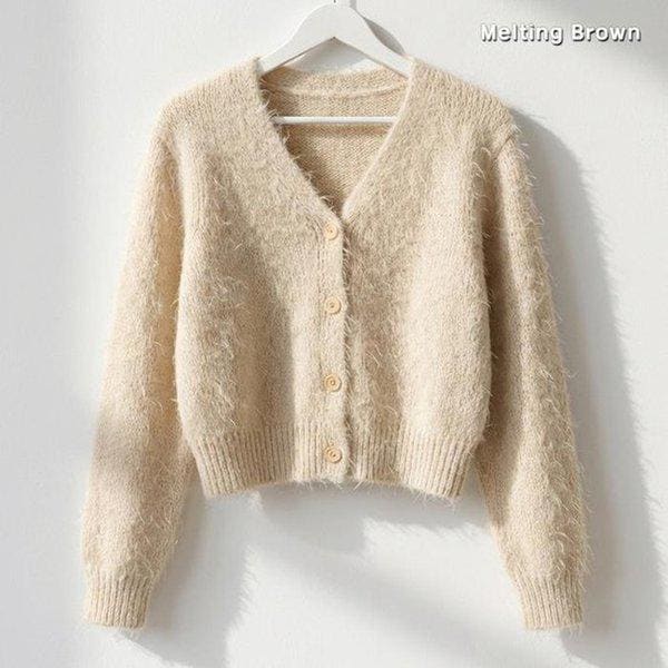 女性VネッククロップニットカーディガンK12