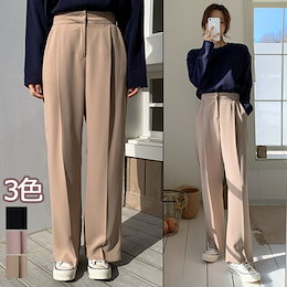 【ENVYLOOK】👗韓国ファッションカジュアルECサイト1位 ENVYLOOK💖ダブルホックウエストタックワイドスラックス💖3COLOR♥送料無料