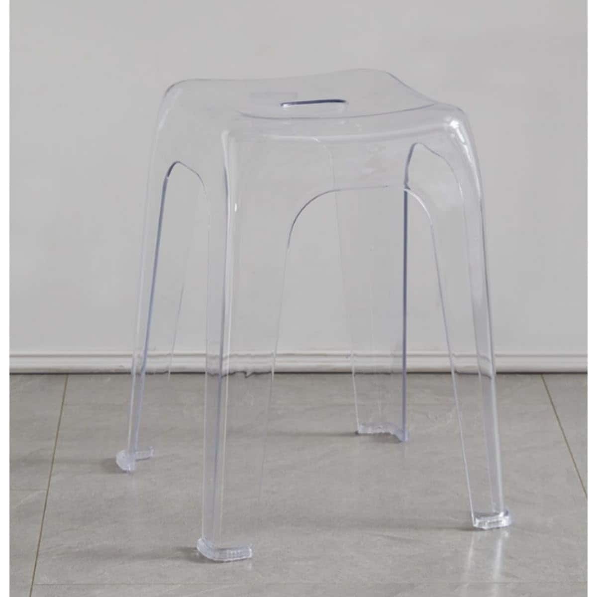 MsiDtsoy バスチェア アクリル風呂椅子 バススツールお 介護用品バスチェア シャワー チェア背もたれなし 抗菌 防カビ 撥水 滑り止め足 浴室 コンパクト (とうめいしょく)