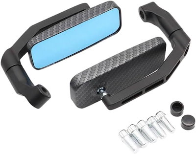 他サイト： バイク ミラー 正ネジ 逆ネジ 10mm 8mm スクエア オートバイ スクーター 原付 左右 セット(カーボン)の商品画像