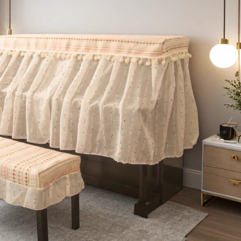 ピアノカバー 椅子カバー 2点セット フルカバー ピアノトップカバー アップライトピアノカバー デジタルピアノカバー 防塵カバー ピアノカバーセット レース 可愛い おしゃれ 韓国風 白 ピンク