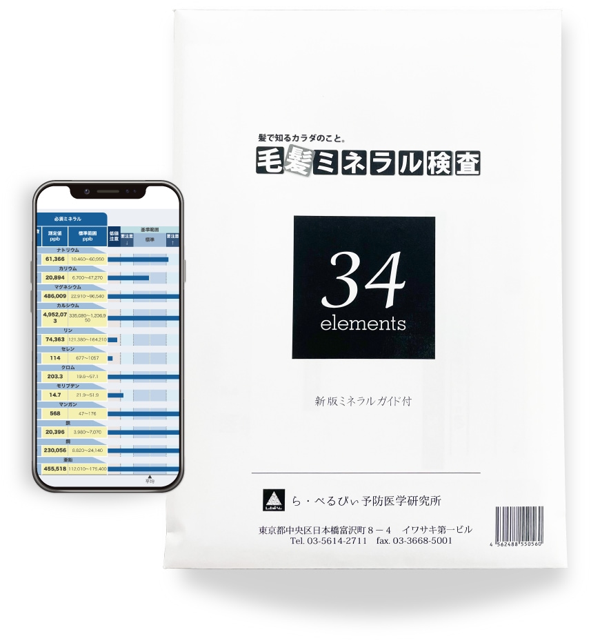 毛髪ミネラル検査34元素