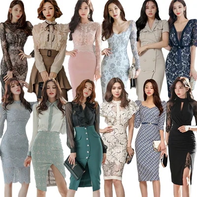 韓国ファッションL正式な場合礼装ドレスセクシーなワンピース一字肩二点セット側開深いVネックや