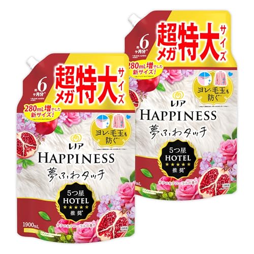 【まとめ買い】[大容量] レノア ハピネス 夢ふわタッチ 柔軟剤 ナチュラルシリーズ ザクロ&フローラル 詰め替え 1,900mL×2袋 7,026円