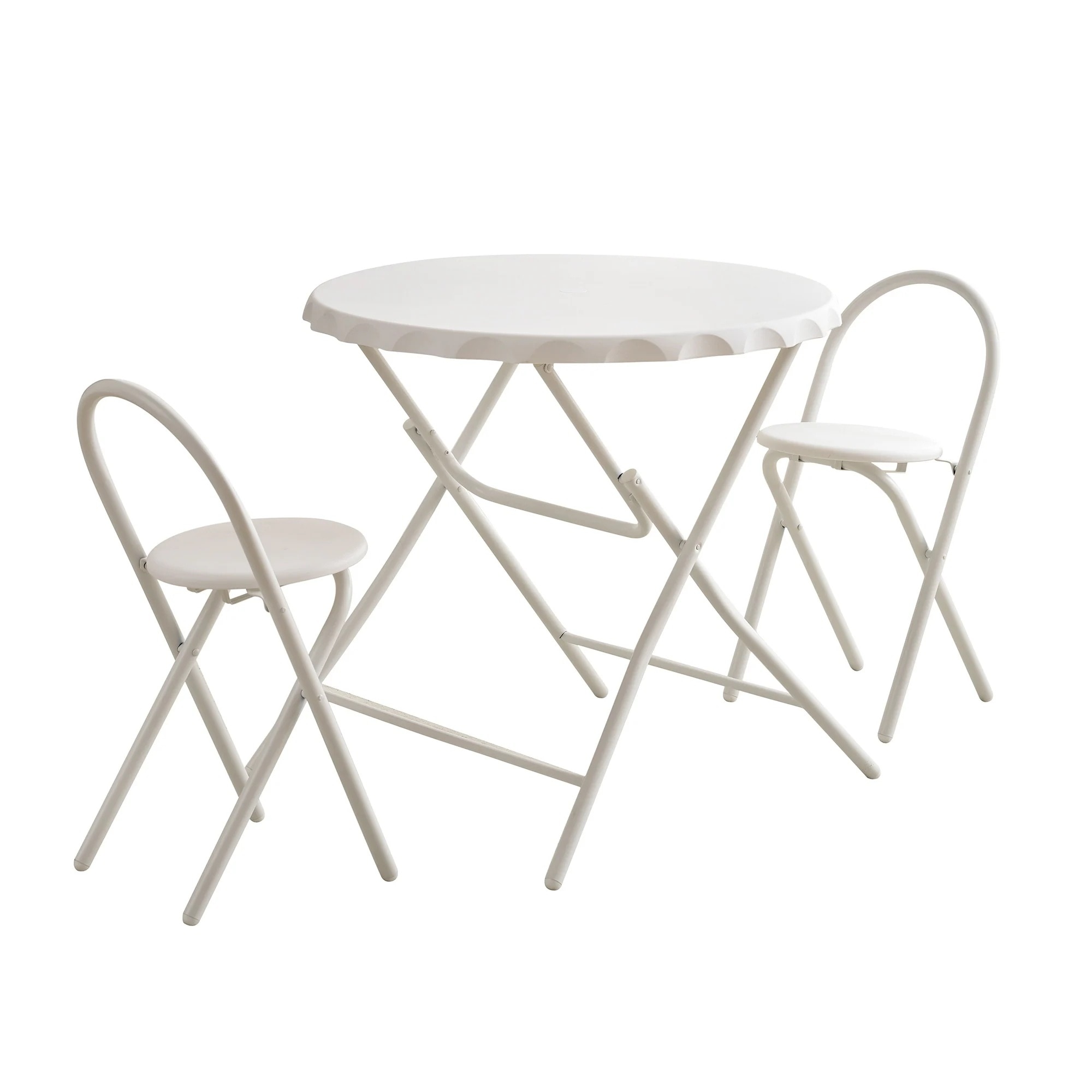 【国内発送&送·料·無·料】ダイニングセット3点セット完成品折りたたみテーブルカフェテーブルセットおしゃれ直径80.5cmコンパクト円形2人用丸円卓ボトルキャップの形状2人掛け省