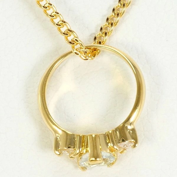 K18 18金 YG イエローゴールド ネックレス アクアマリン ダイヤ ジュエリー 中古