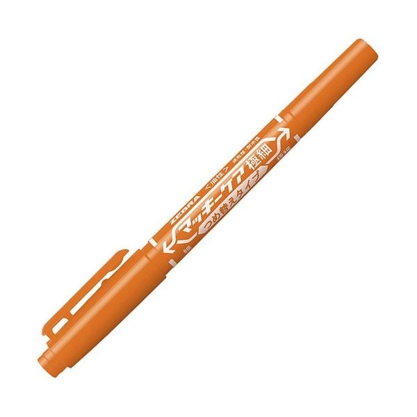 (まとめ) ゼブラ 油性マーカー マッキーケア 極細 つめ替えタイプ 細字+極細 オレンジ YYTS5-OR 1セット(10本) (×5セット)
