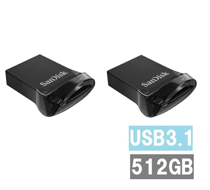 【2セット】 サンディスク USBメモリ 512GB SDCZ430-512G-G46 Ultra Fit USB Sandisk ウルトラフィット フラッシュドライブ 外出 パソコン 持ち運