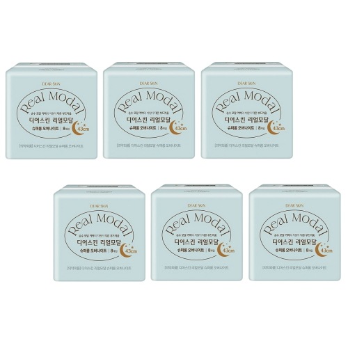 ディアスキンリアルモーダルスーパーロングオーバーナイト43cm 8P x 6パック快適な柔らかい低刺激優れた吸収力通気性