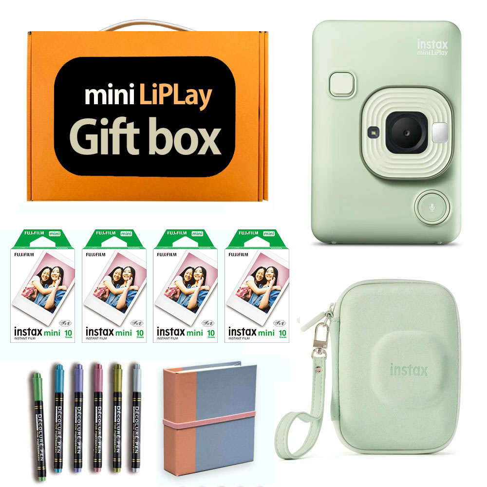 【ギフト チェキB】富士フィルム（フジフィルム）インスタントカメラ　チェキ リプレイ LiPlay C グリーン instax mini LiPLay GREEN カメラケース付き ギフトBOXセット
